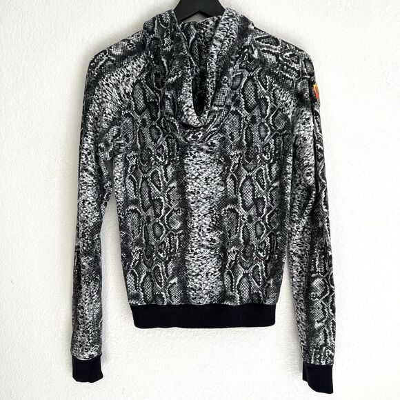 L.A.M.B. Gwen Stefani Vintage Y2K Snake Skin Zip Hoodie Size M Black - Picture 4 of 6